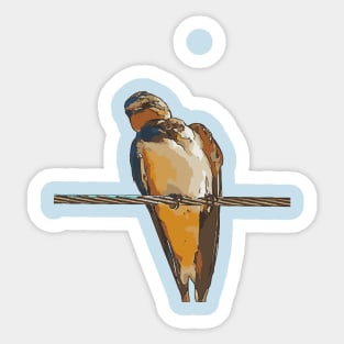 Swallow Bird On A Wire Cut Out Sticker